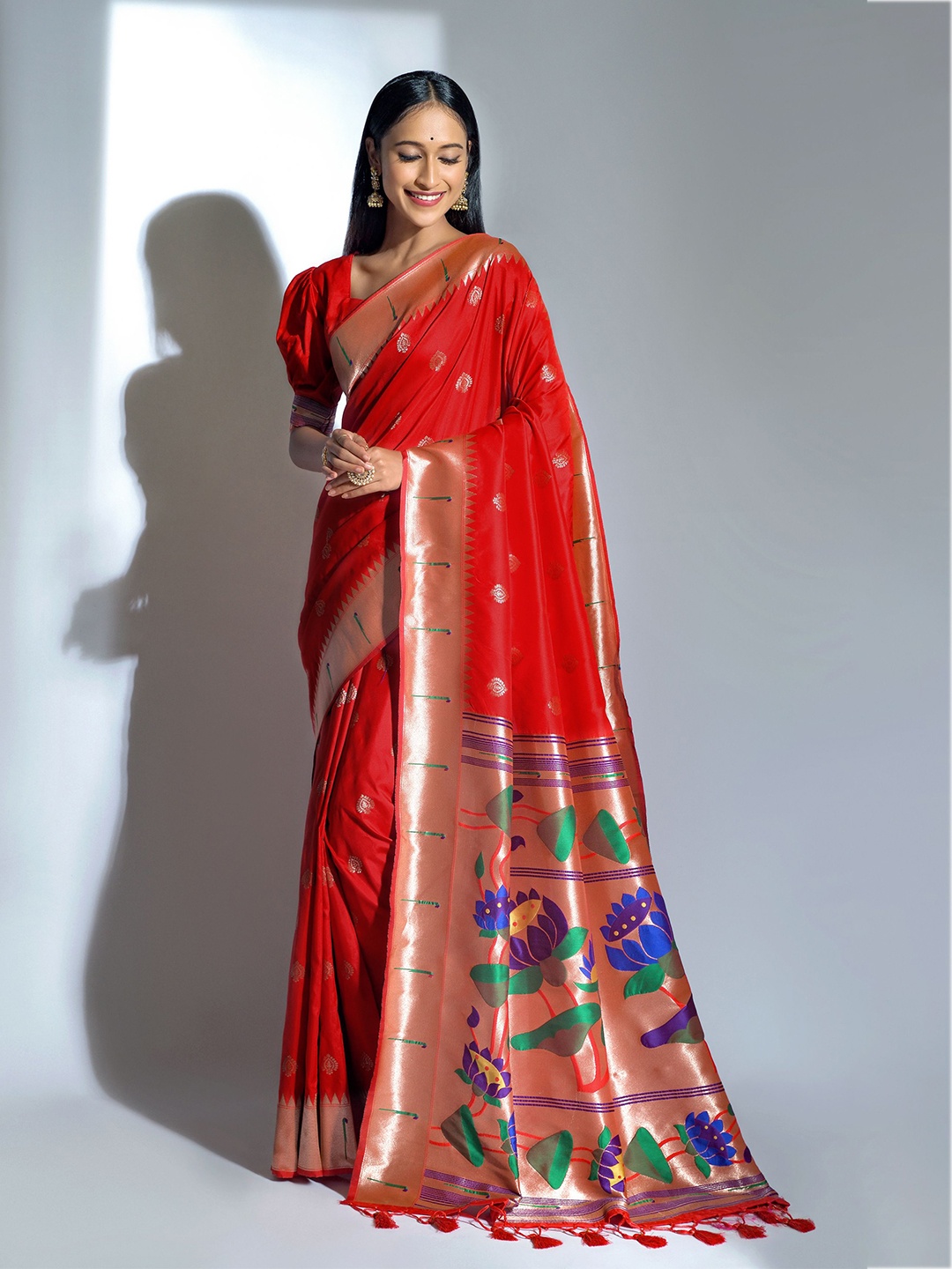 

Anouk Woven Design Pure Silk Designer Paithani Saree, Red