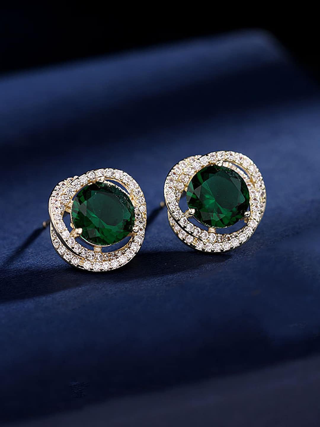 

VAGHBHATT Circular Studs Earrings, Green