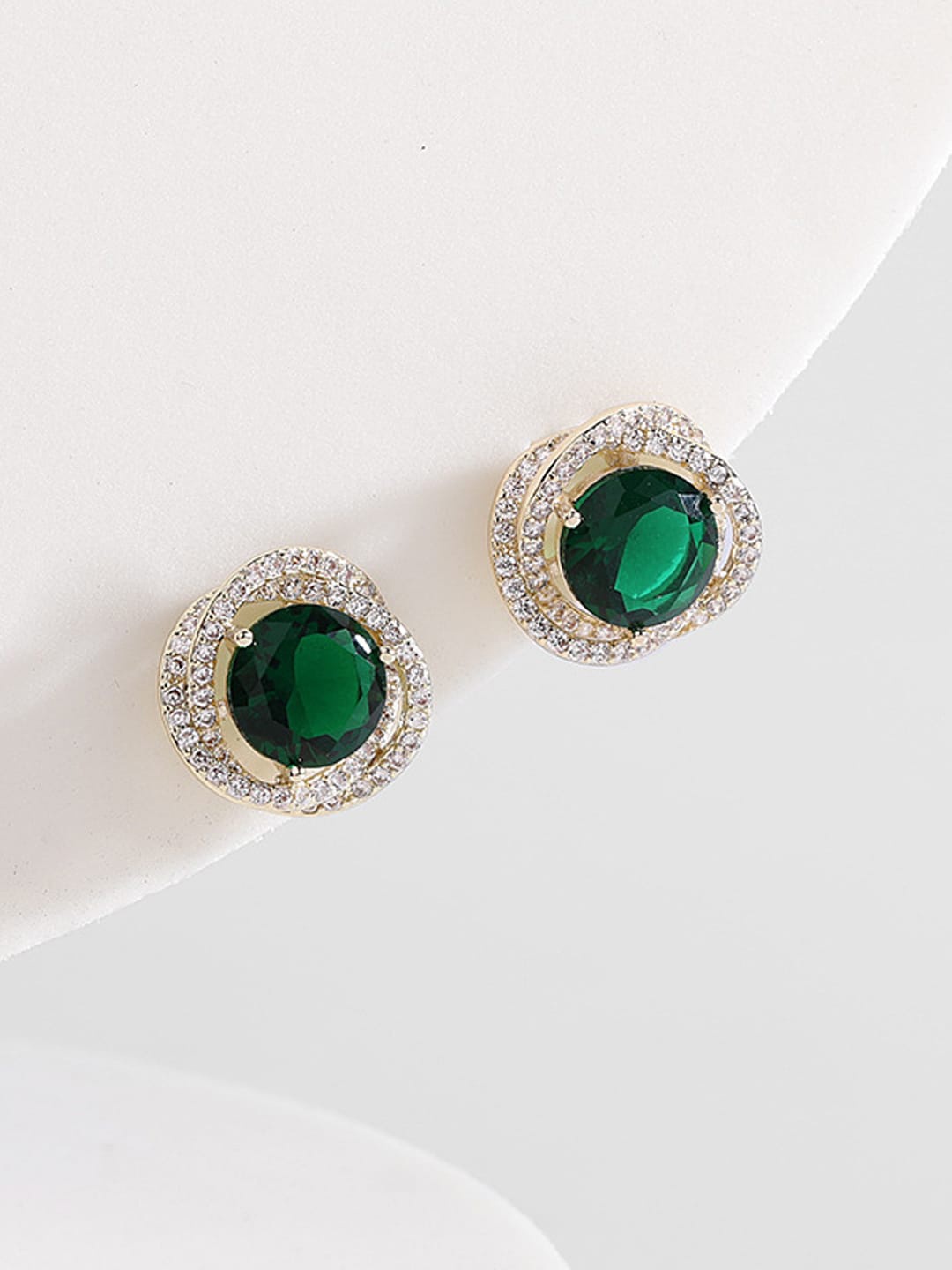 

FIMBUL Circular Studs Earrings, Green