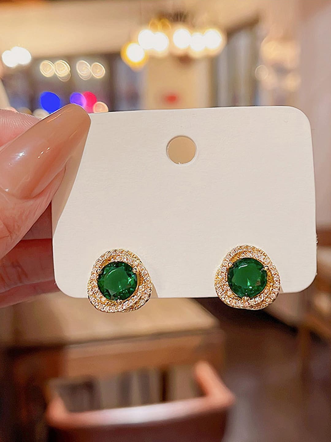

FIMBUL Circular Studs Earrings, Green