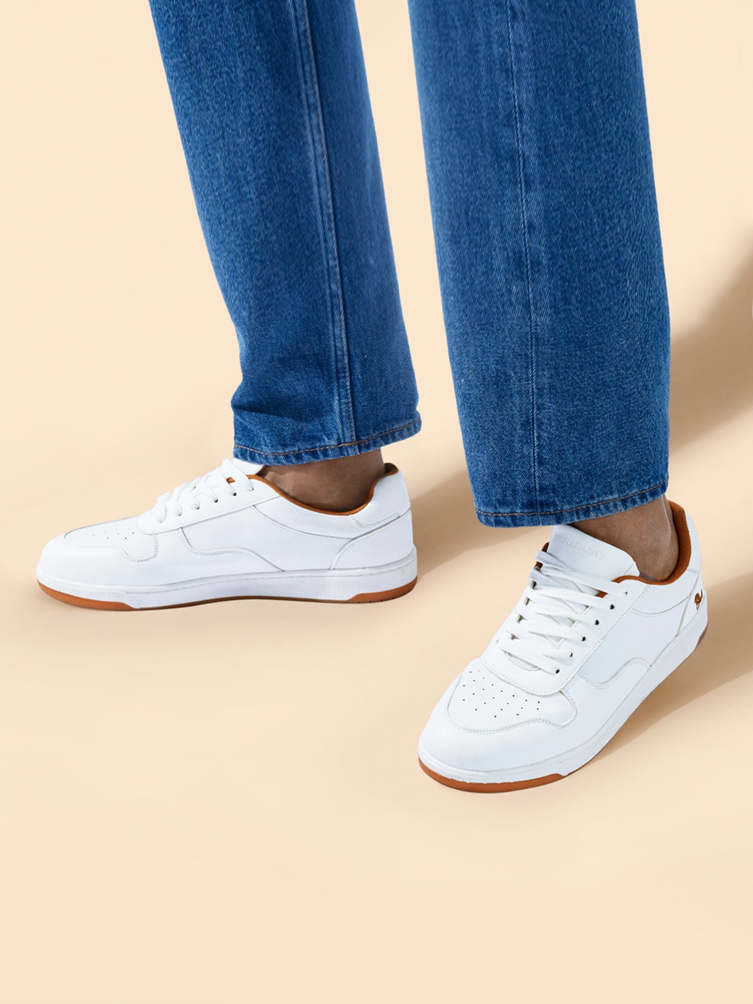 

NEEMANS Men Perforations PU Sneakers, White