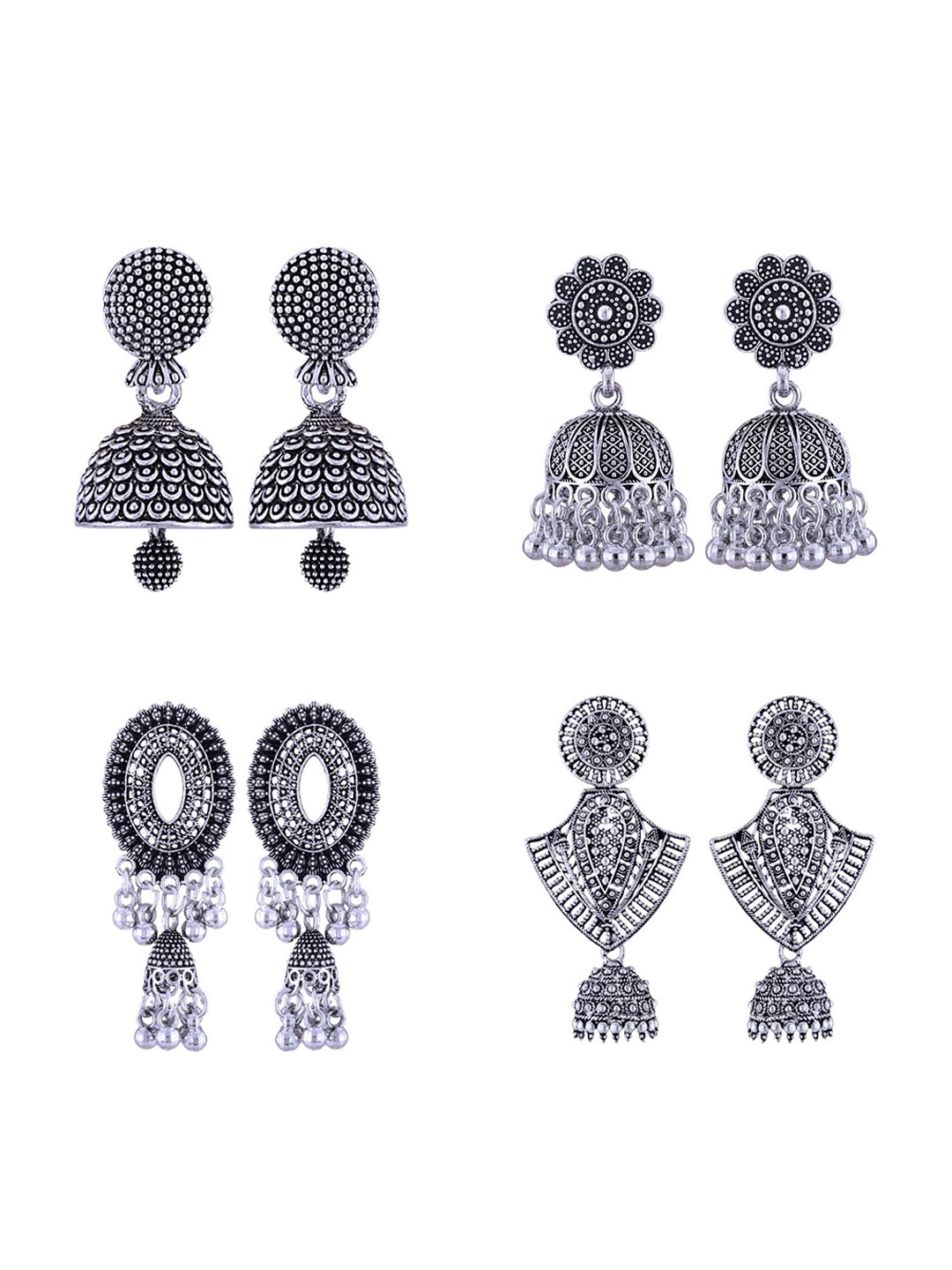 

Vighnaharta Contemporary Jhumkas Earrings, Silver