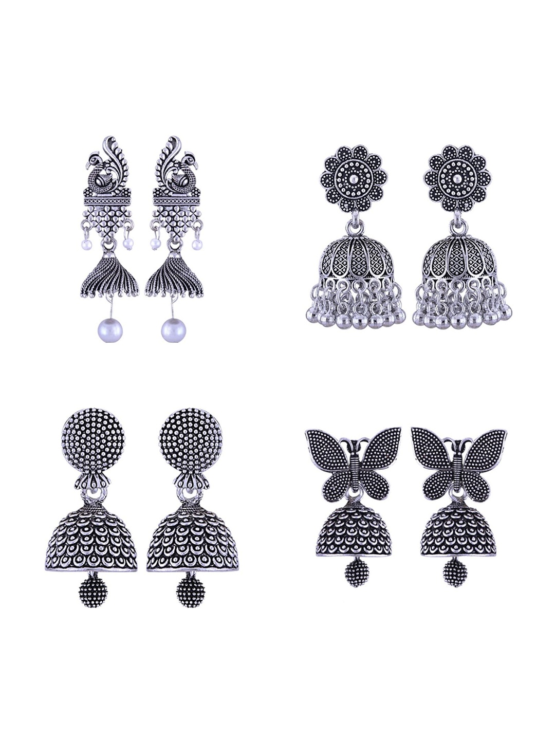 

Vighnaharta Contemporary Jhumkas Earrings, Silver