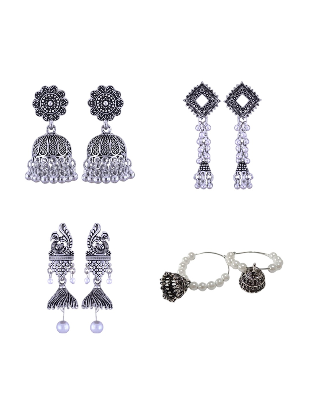 

Vighnaharta Contemporary Jhumkas Earrings, Silver