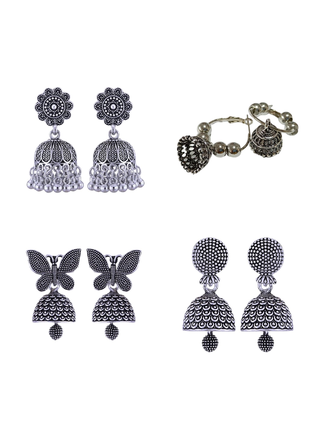 

Vighnaharta Contemporary Jhumkas Earrings, Silver