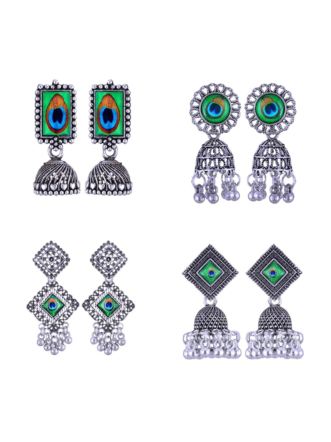 

Vighnaharta Contemporary Jhumkas Earrings, Silver