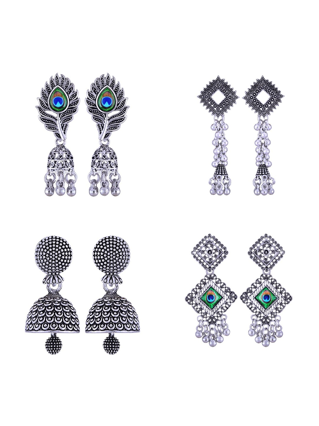 

Vighnaharta Contemporary Drop Earrings, Silver