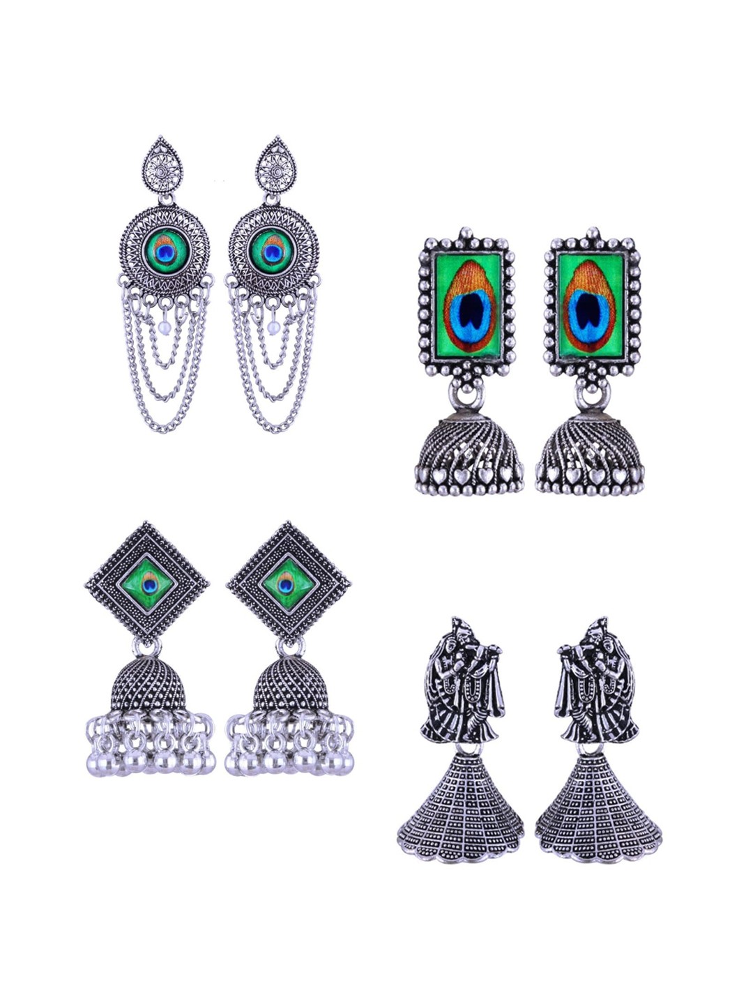 

Vighnaharta Contemporary Jhumkas Earrings, Silver