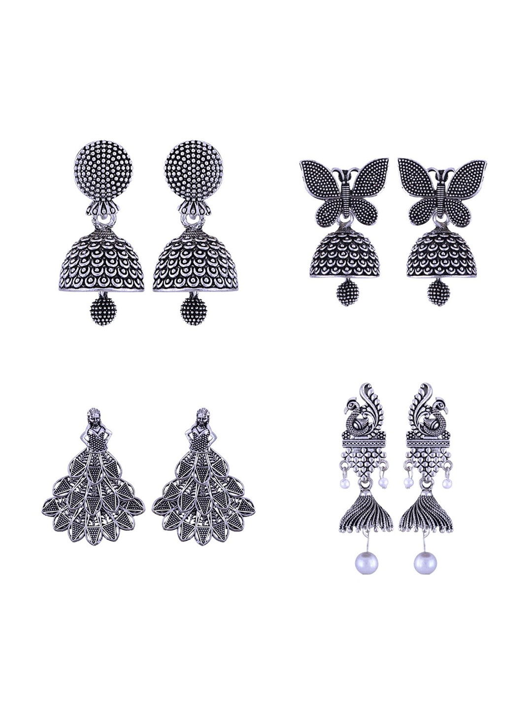 

Vighnaharta Contemporary Jhumkas Earrings, Silver