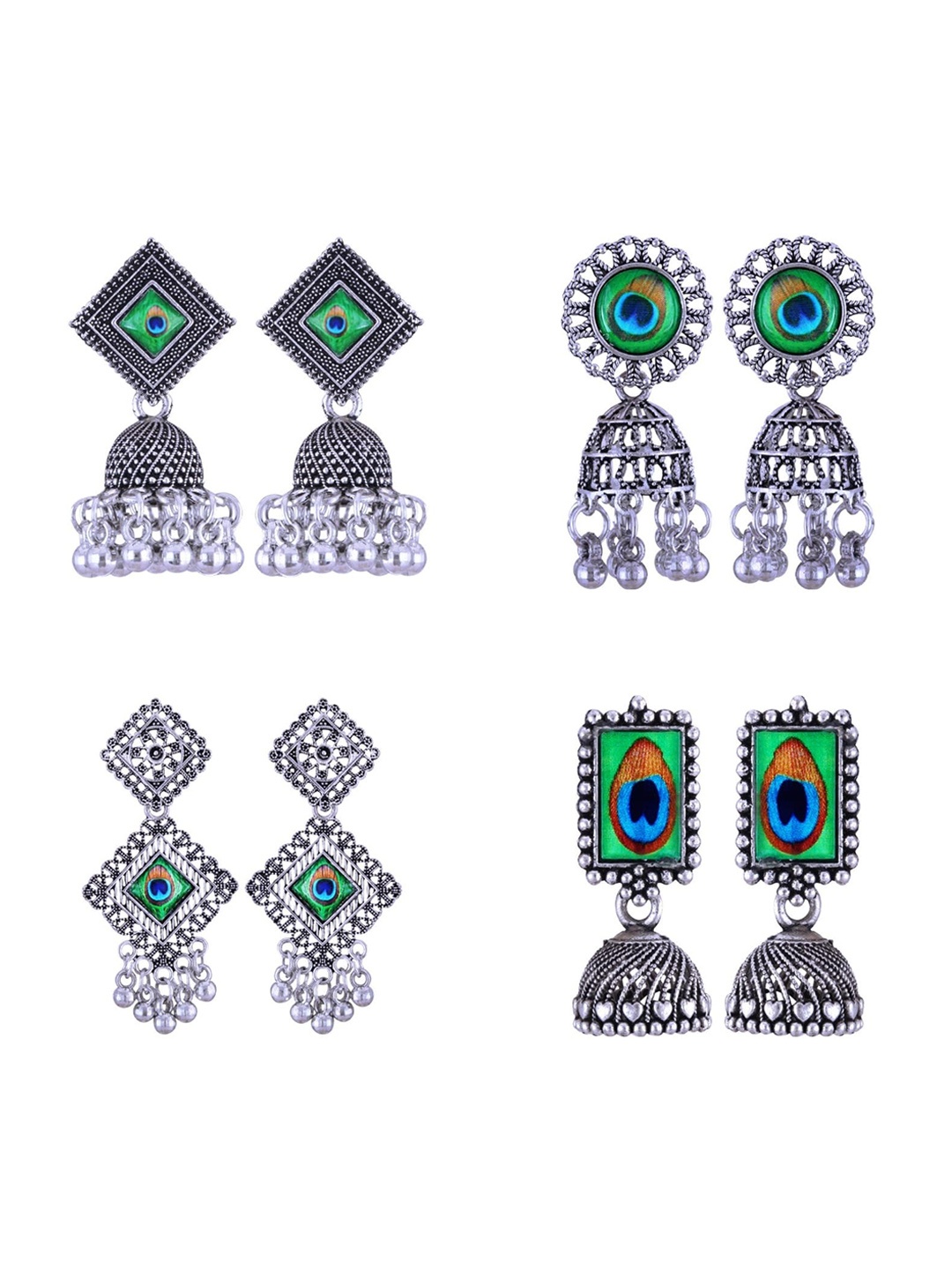 

Vighnaharta Contemporary Jhumkas Earrings, Silver
