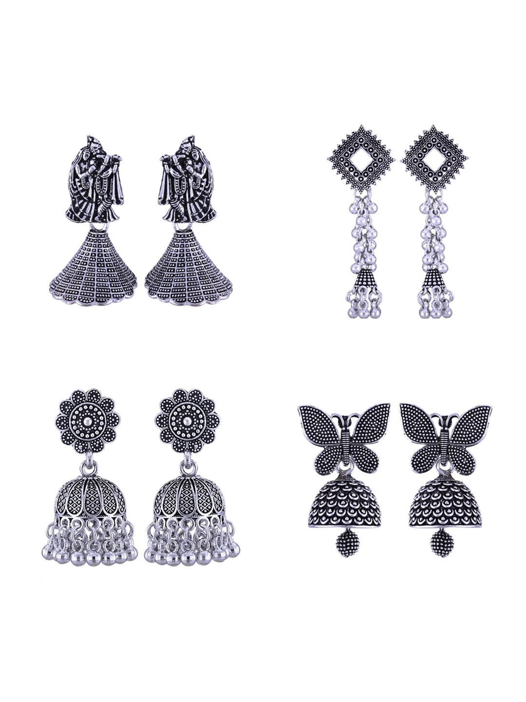 

Vighnaharta Contemporary Jhumkas Earrings, Silver