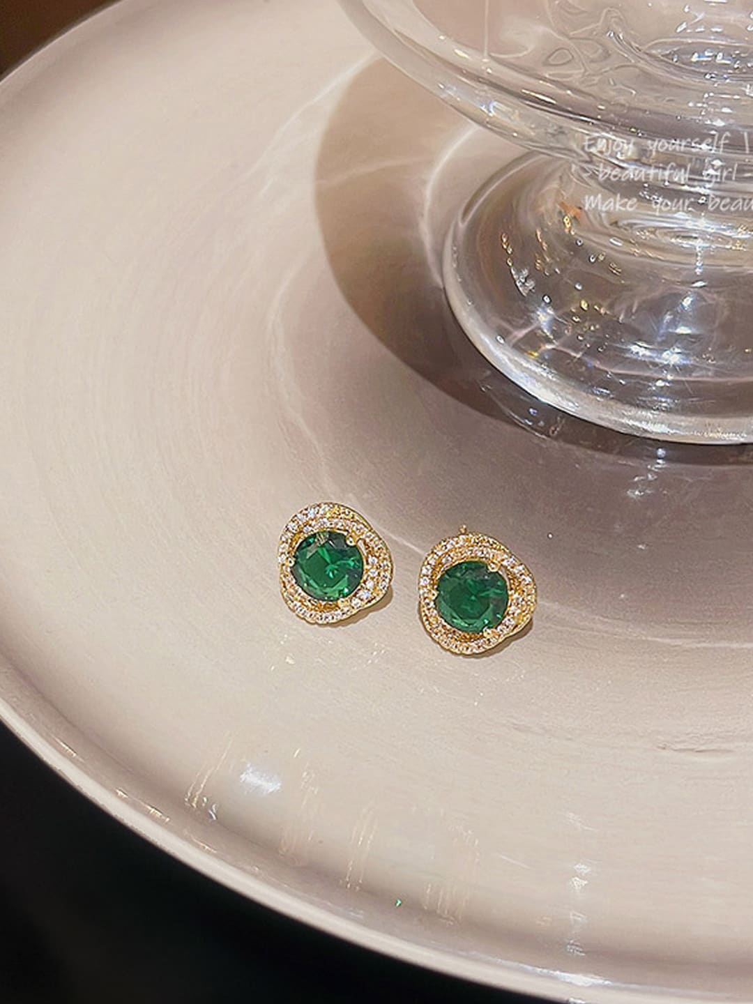 

Krelin Circular Studs Earrings, Green