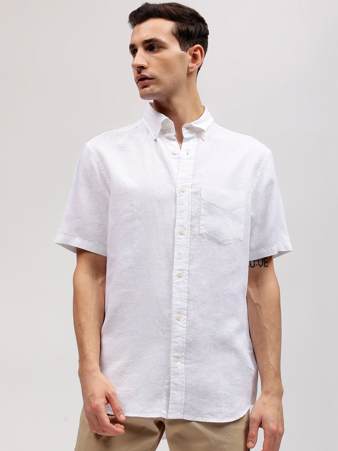 

GANT Solid Button Down Regular Fit Shirt, White