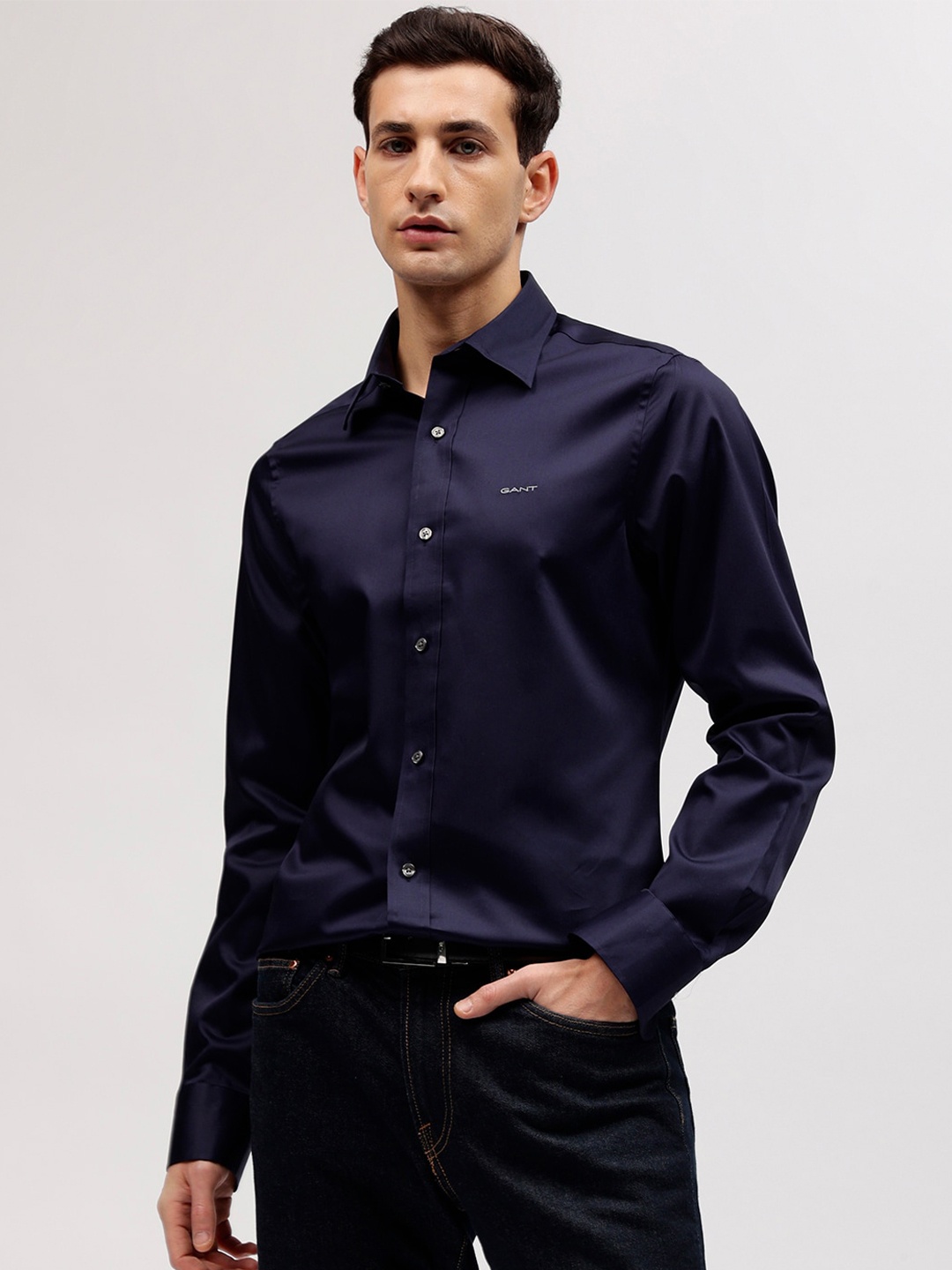 

GANT Solid Spread Collar Slim Fit Shirt, Blue