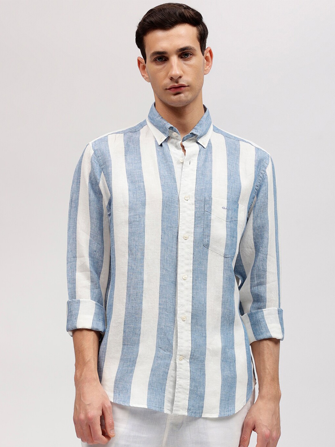 

GANT Striped Button Down Regular Fit Shirt, Blue