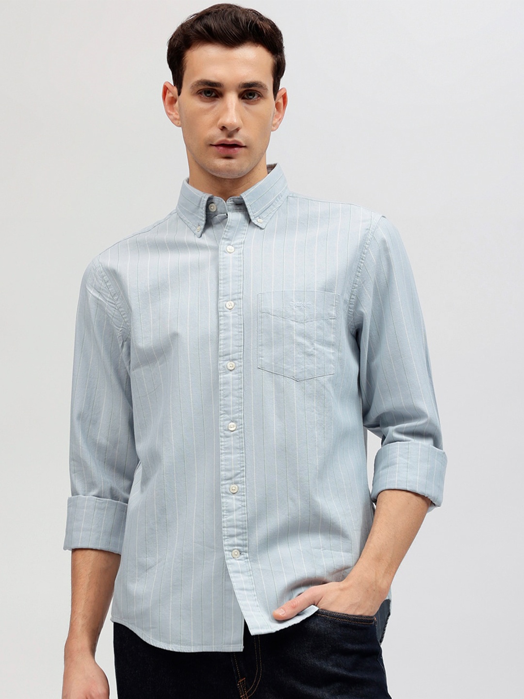 

GANT Striped Button Down Regular Fit Shirt, Blue