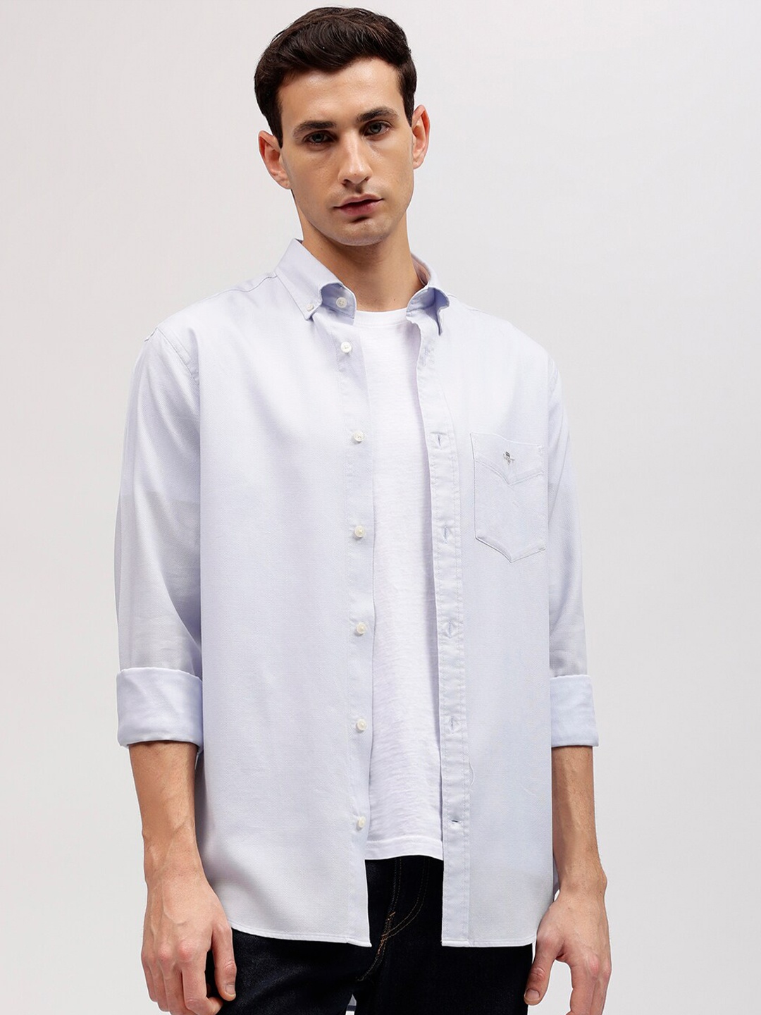

GANT Solid Button Down Regular Fit Shirt, Blue