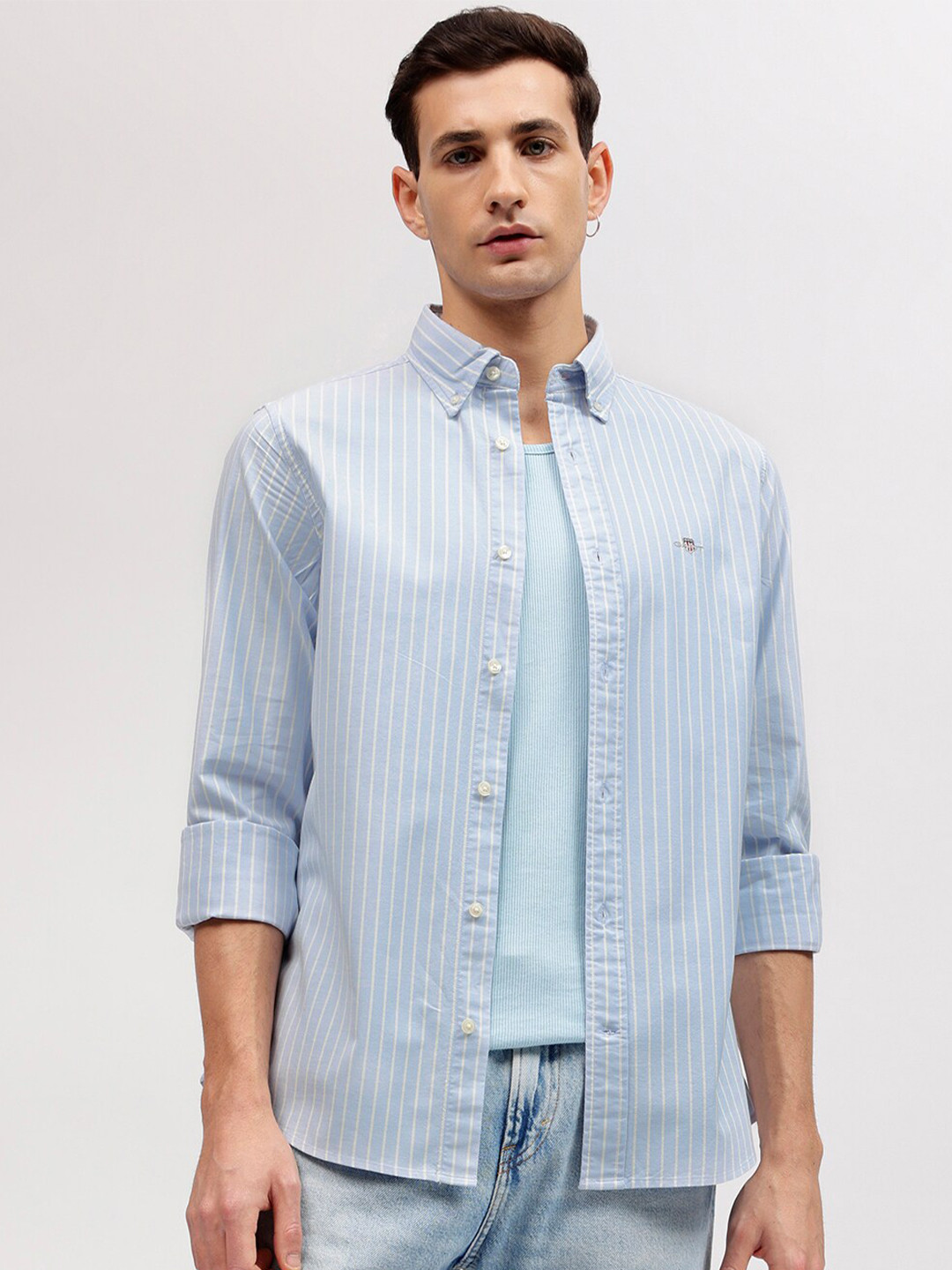 

GANT Striped Button Down Slim Fit Shirt, Blue