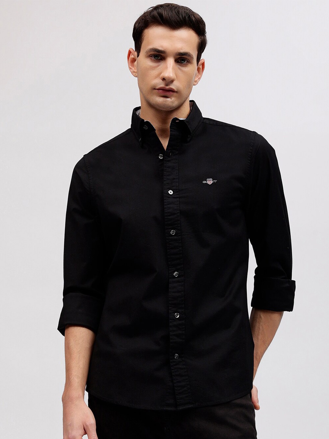 

GANT Solid Button Down Slim Fit Shirt, Black