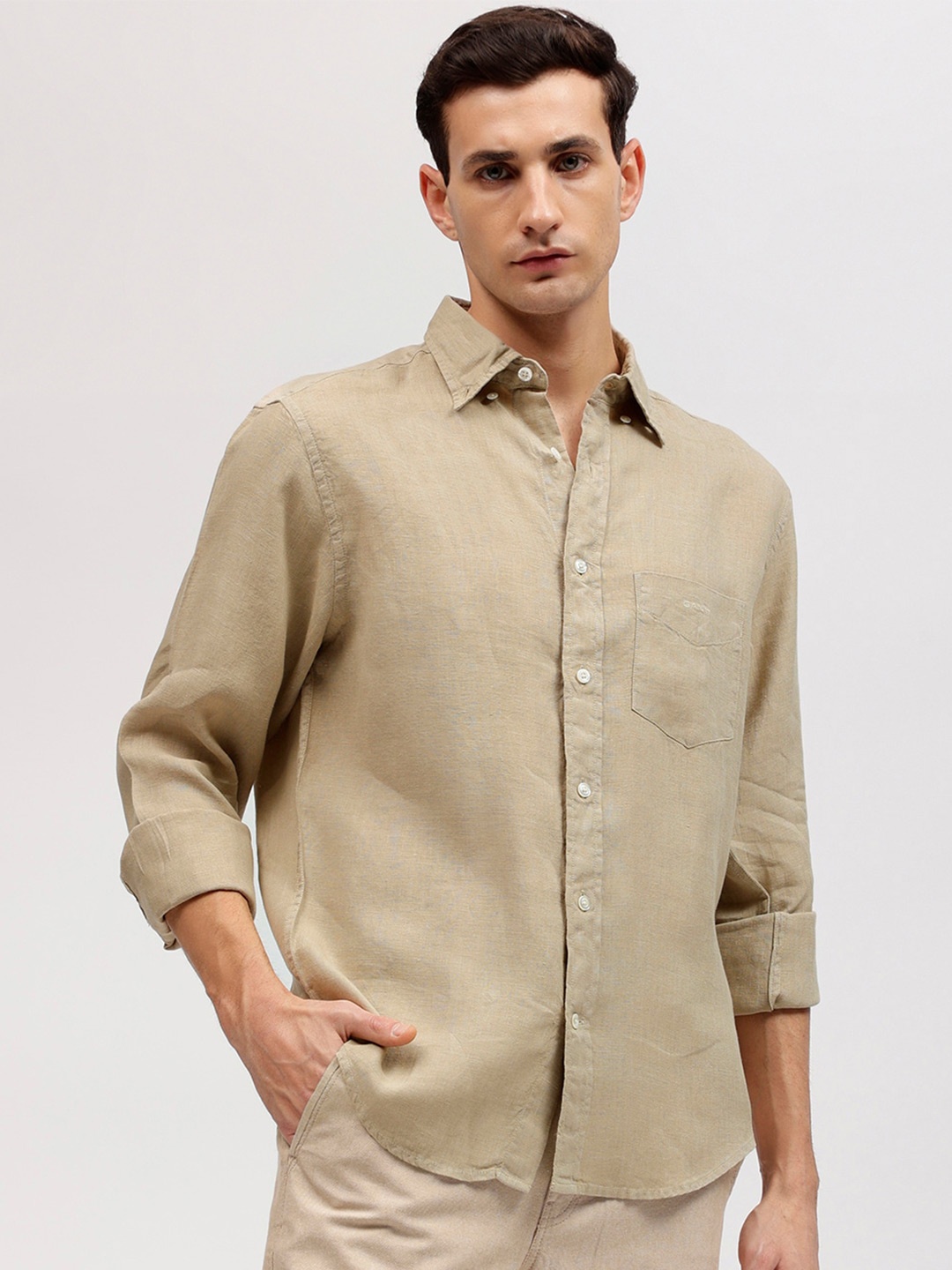 

GANT Regular Fit Button Down Casual Shirts, Beige