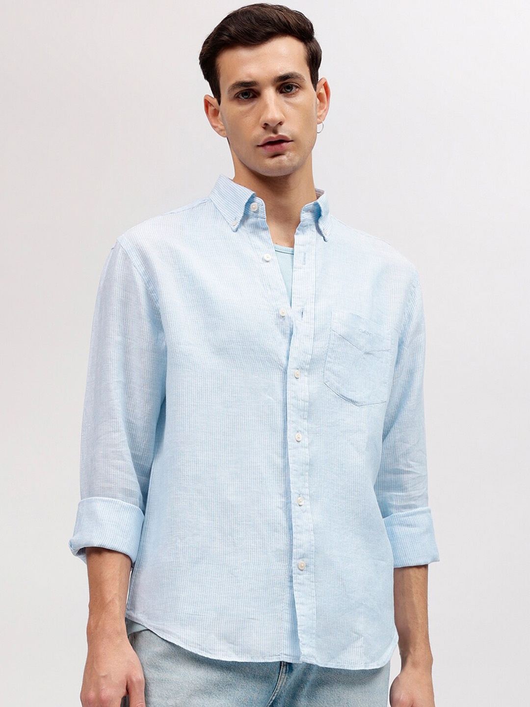 

GANT Striped Button Down Regular Fit Shirt, Blue