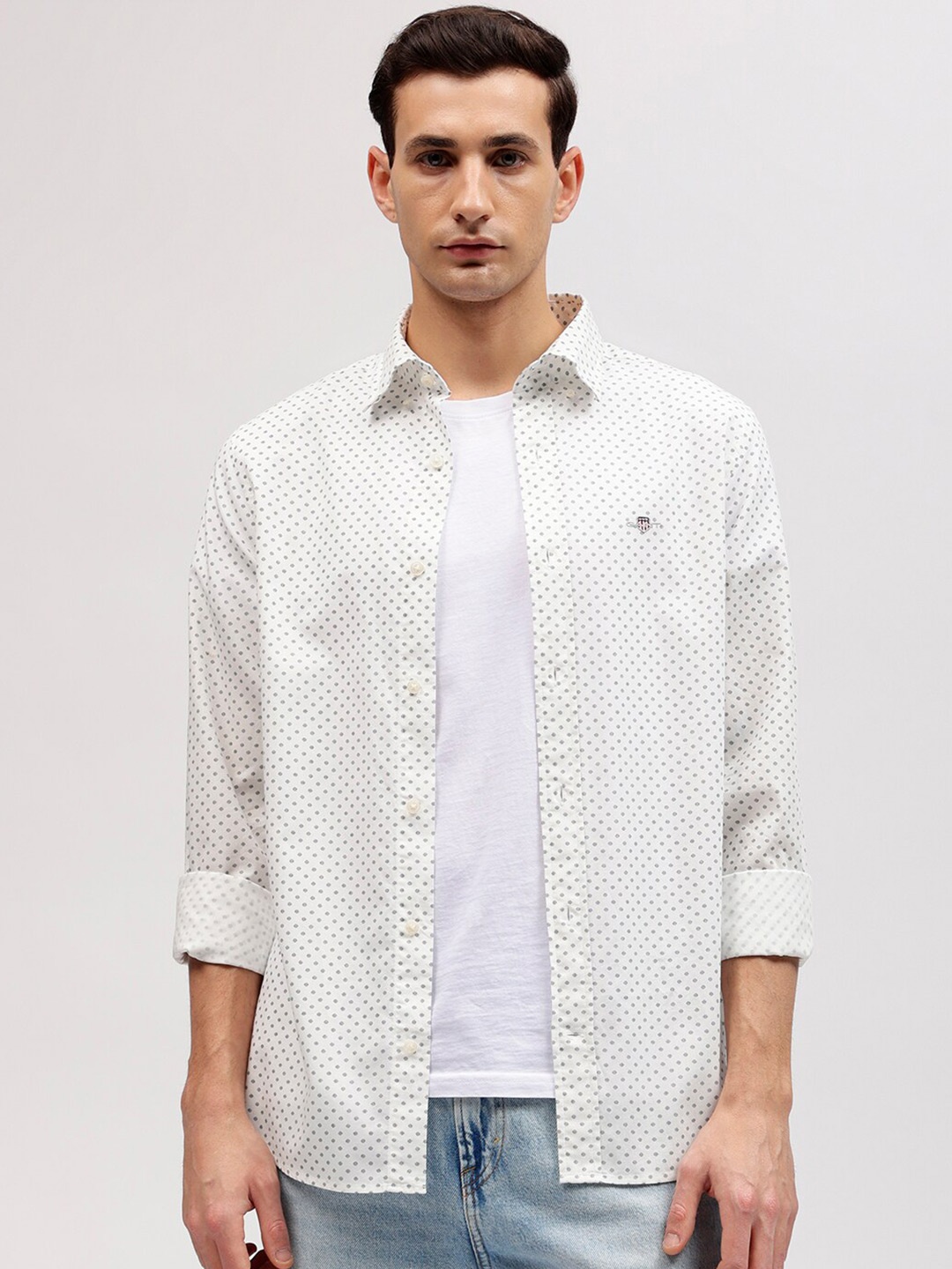 

GANT Printed Button Down Slim Fit Shirt, Off white