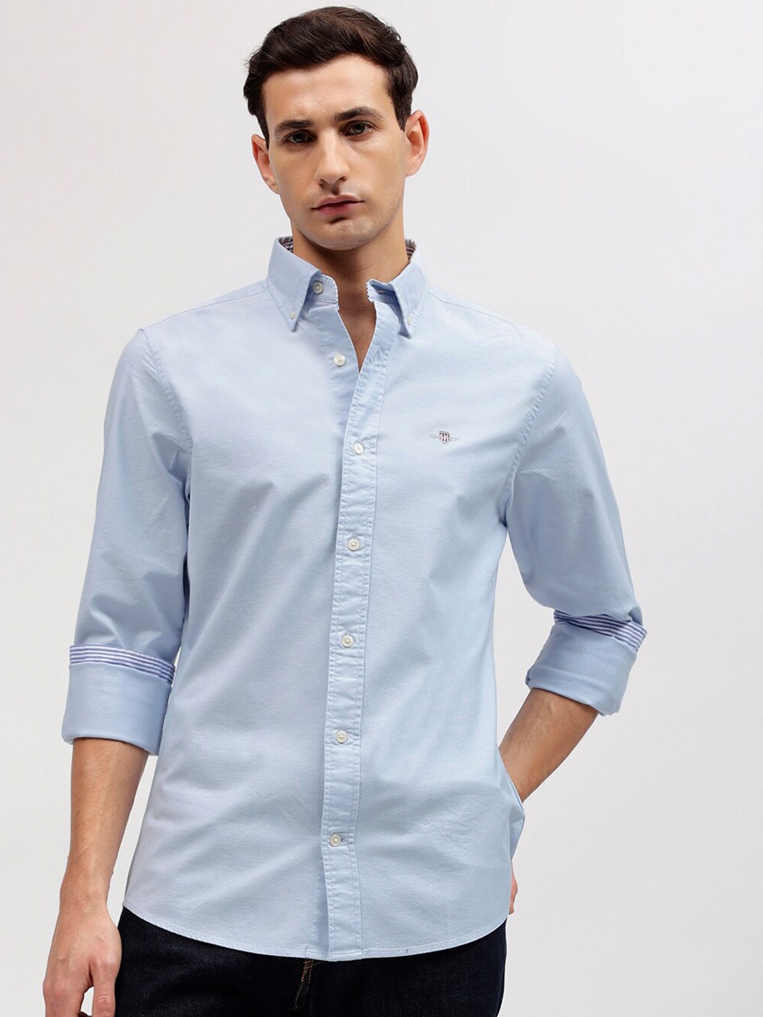 

GANT Solid Button Down Slim Fit Shirt, Blue