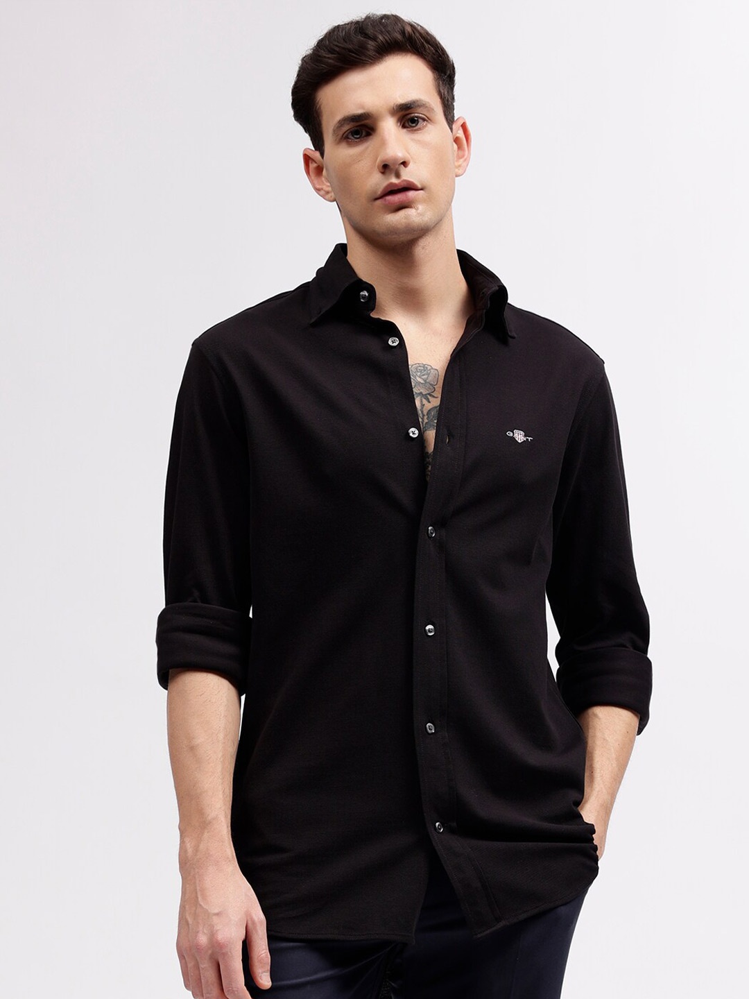 

GANT Solid Button Down Regular Fit Shirt, Black