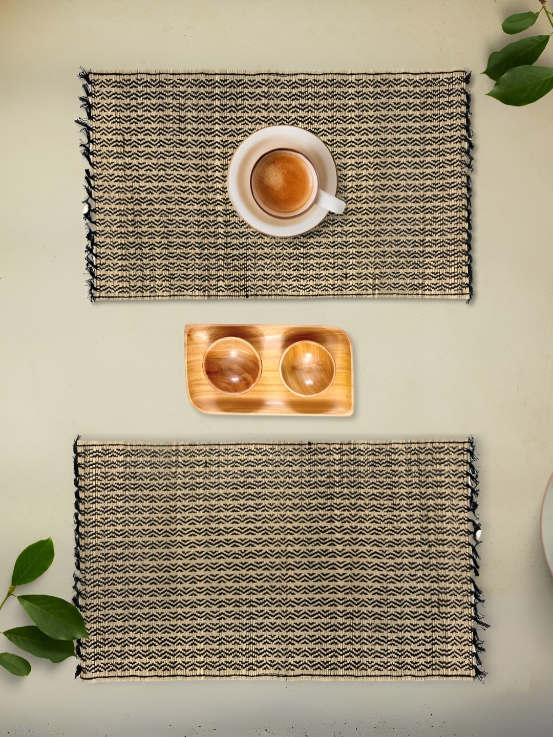 

Peepul Tree Set Of 2 Black Grass Table Placemats