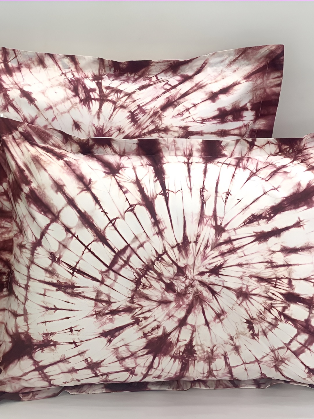 

SLEEPY THREADS Maroon & White 2 Pieces Abstract Pure Cotton Square Pillow Covers