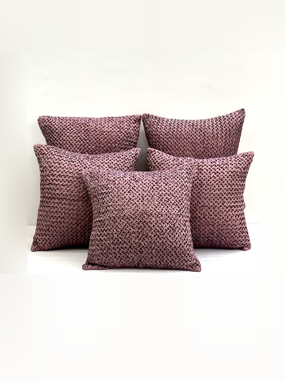 

SLEEPY THREADS Lavender Set of 5 Square Cushion Covers
