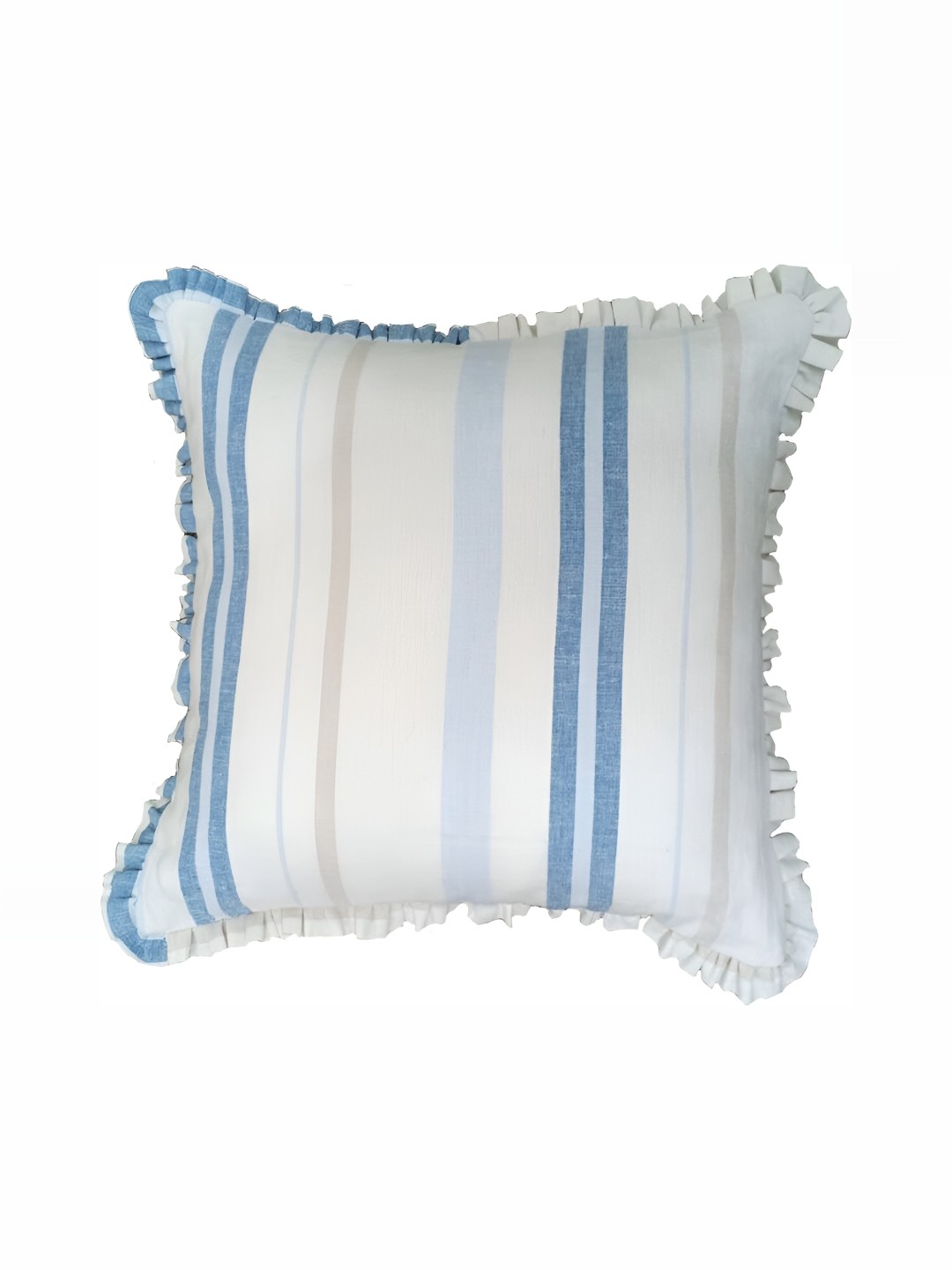 

SLEEPY THREADS White & Blue Striped Square Cushion Covers