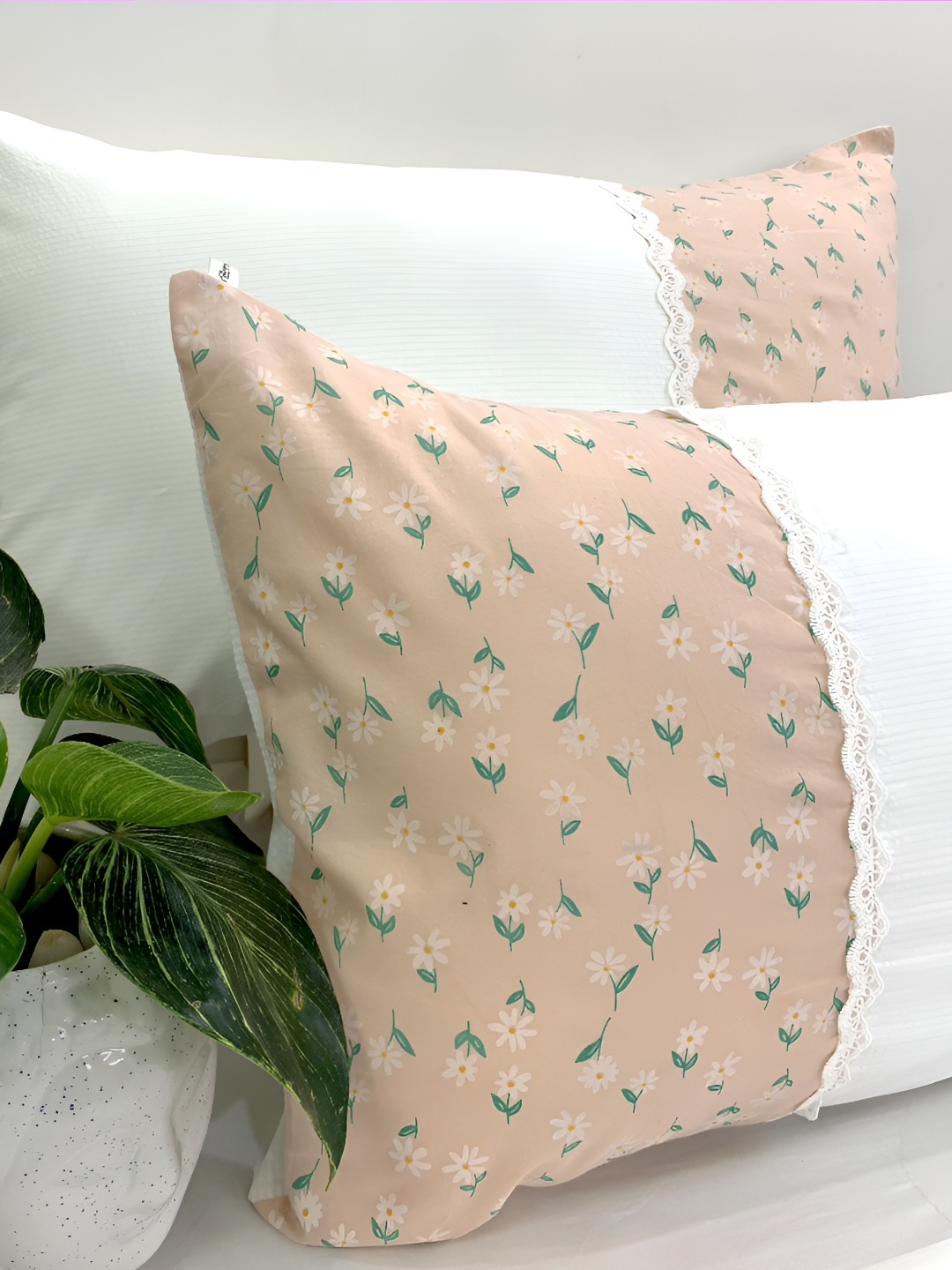 

SLEEPY THREADS Peach-Colored 2 Pcs Printed Cotton Pillow Covers
