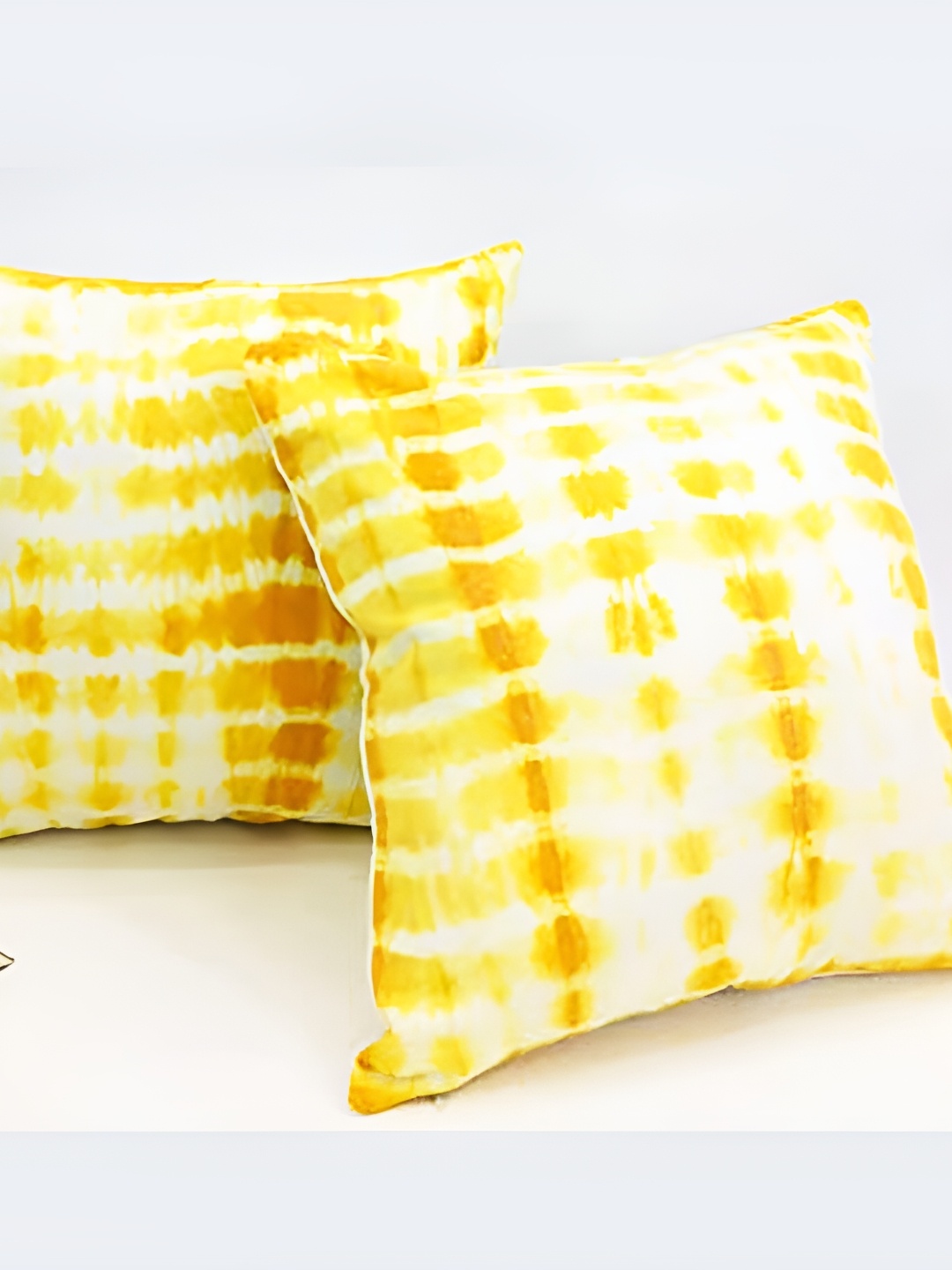 

SLEEPY THREADS Yellow & White Set of 2 Square Cushion Covers
