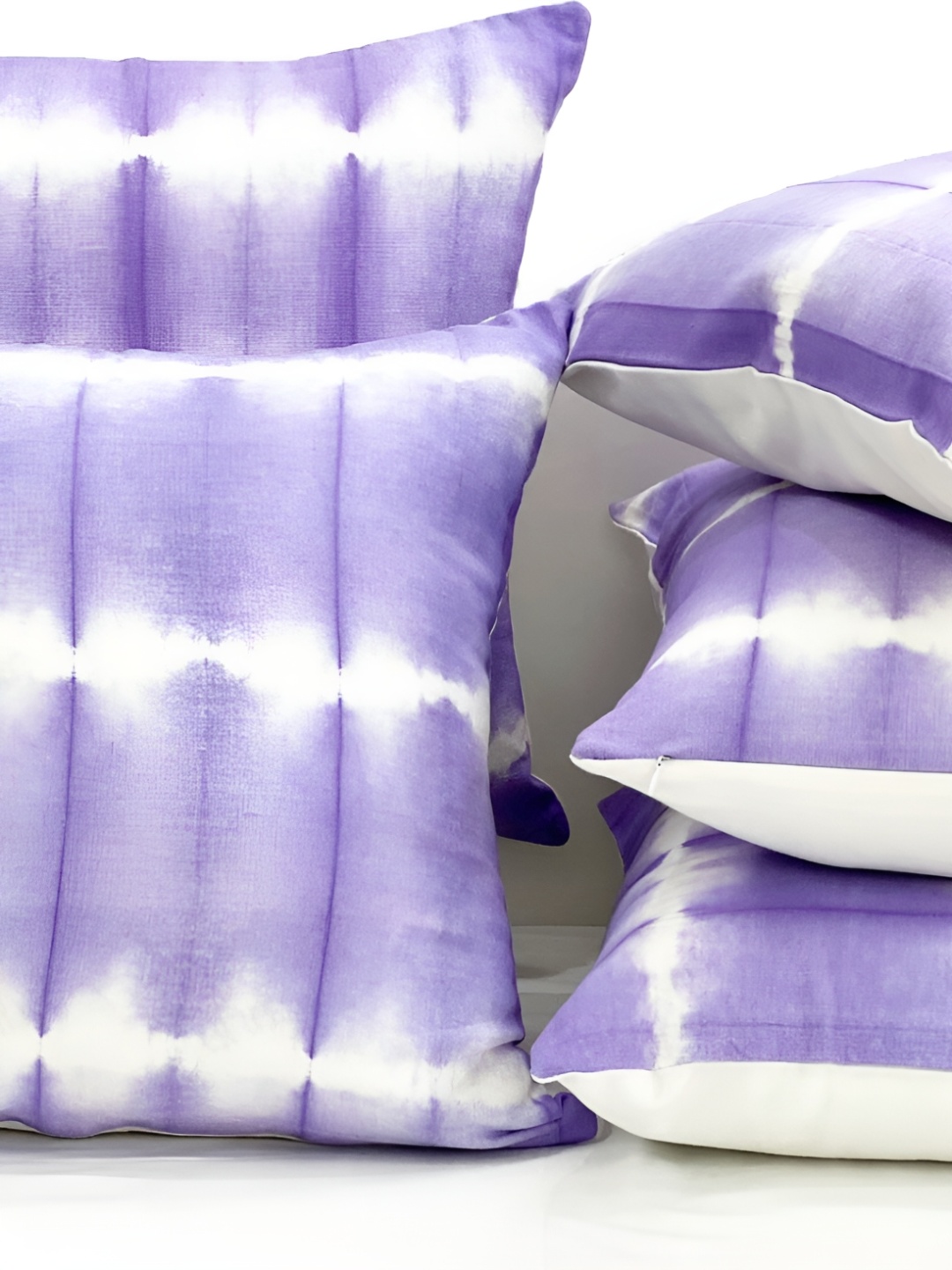 

SLEEPY THREADS Purple & White Set of 5 Abstract Square Cushion Covers