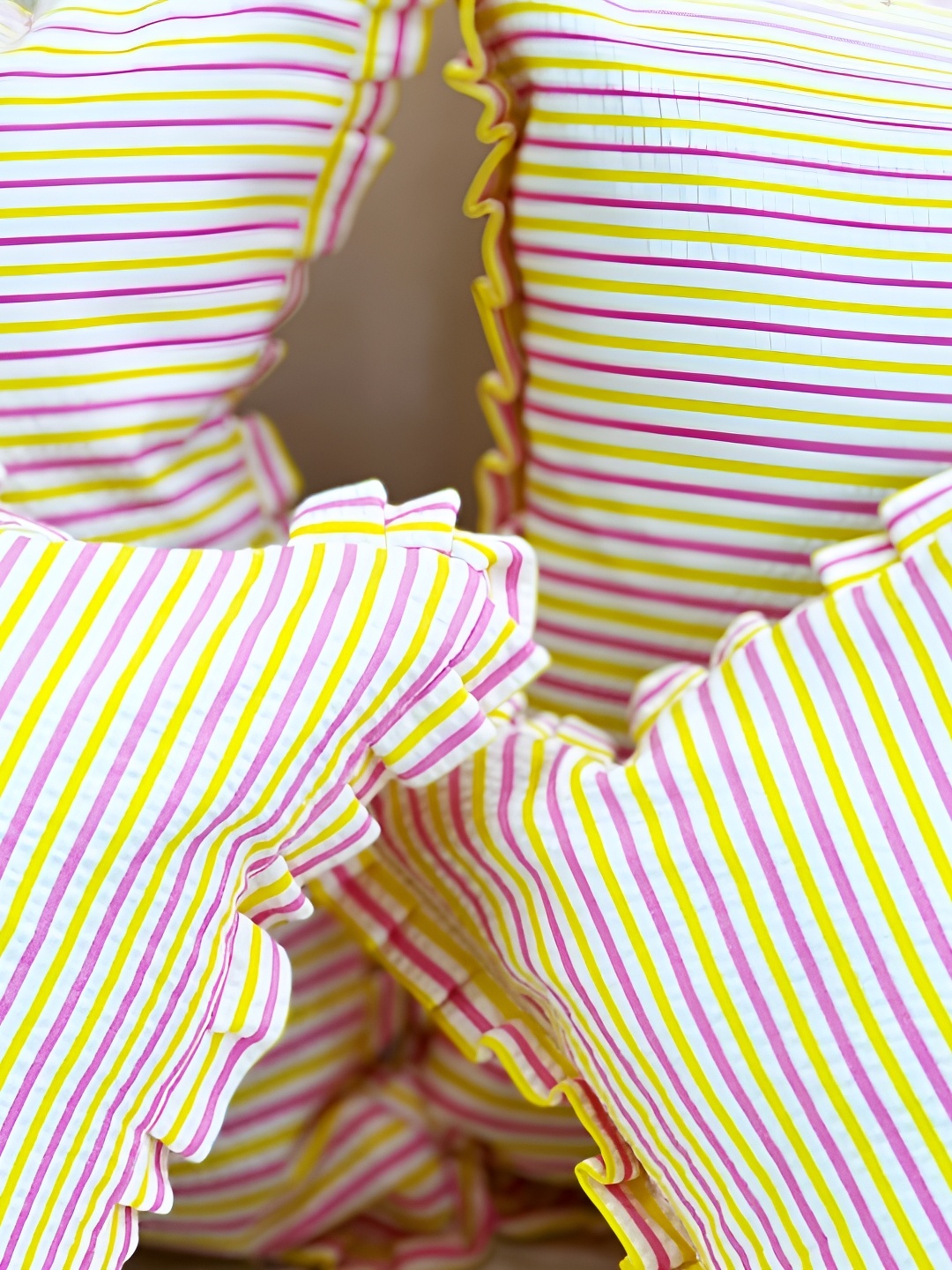 

SLEEPY THREADS Pink & White Striped Square Cushion Covers