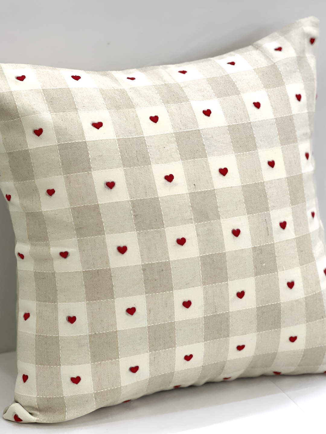 

SLEEPY THREADS Beige & Off White Geometric Square Cushion Covers