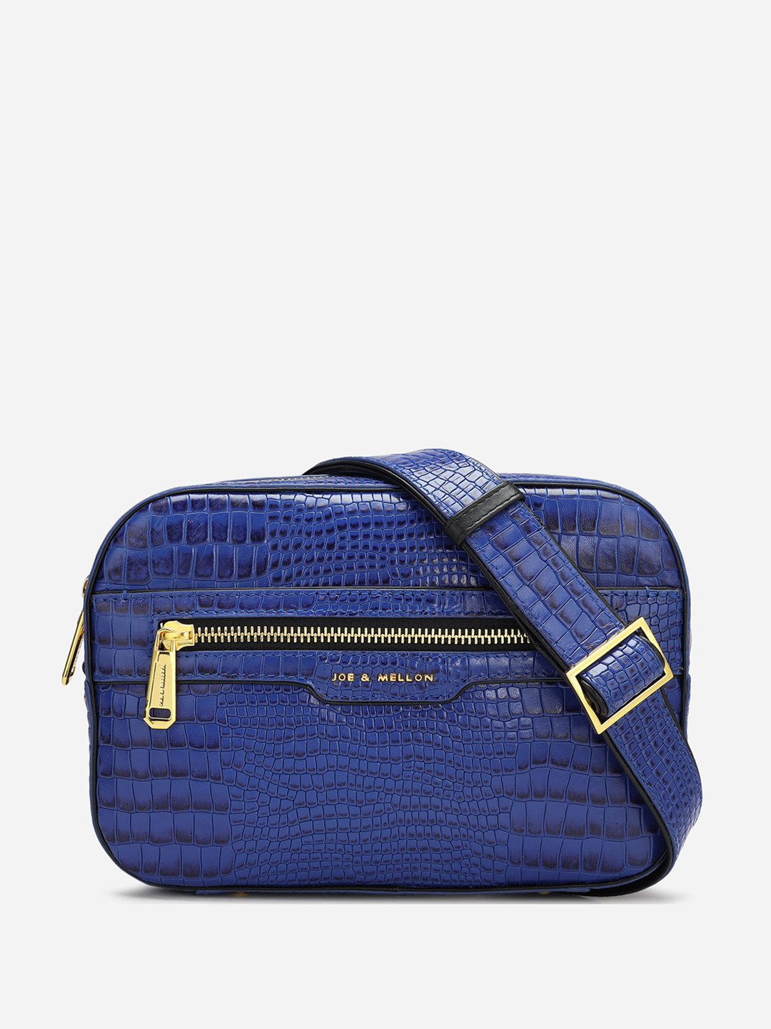 

Joe & Mellon Textured Leather Structured Sling Bag with Quilted, Blue