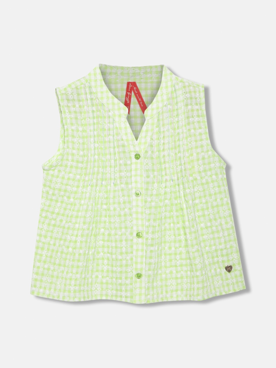 

Blue Giraffe Print Cotton Shirt Style Top, Green