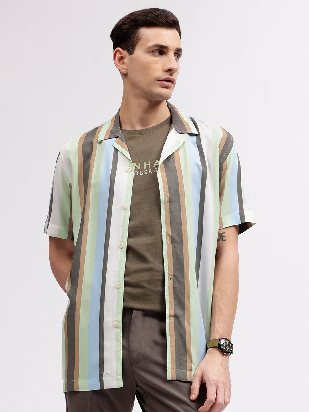 

LINDBERGH Men Opaque Striped Casual Shirt, Multi