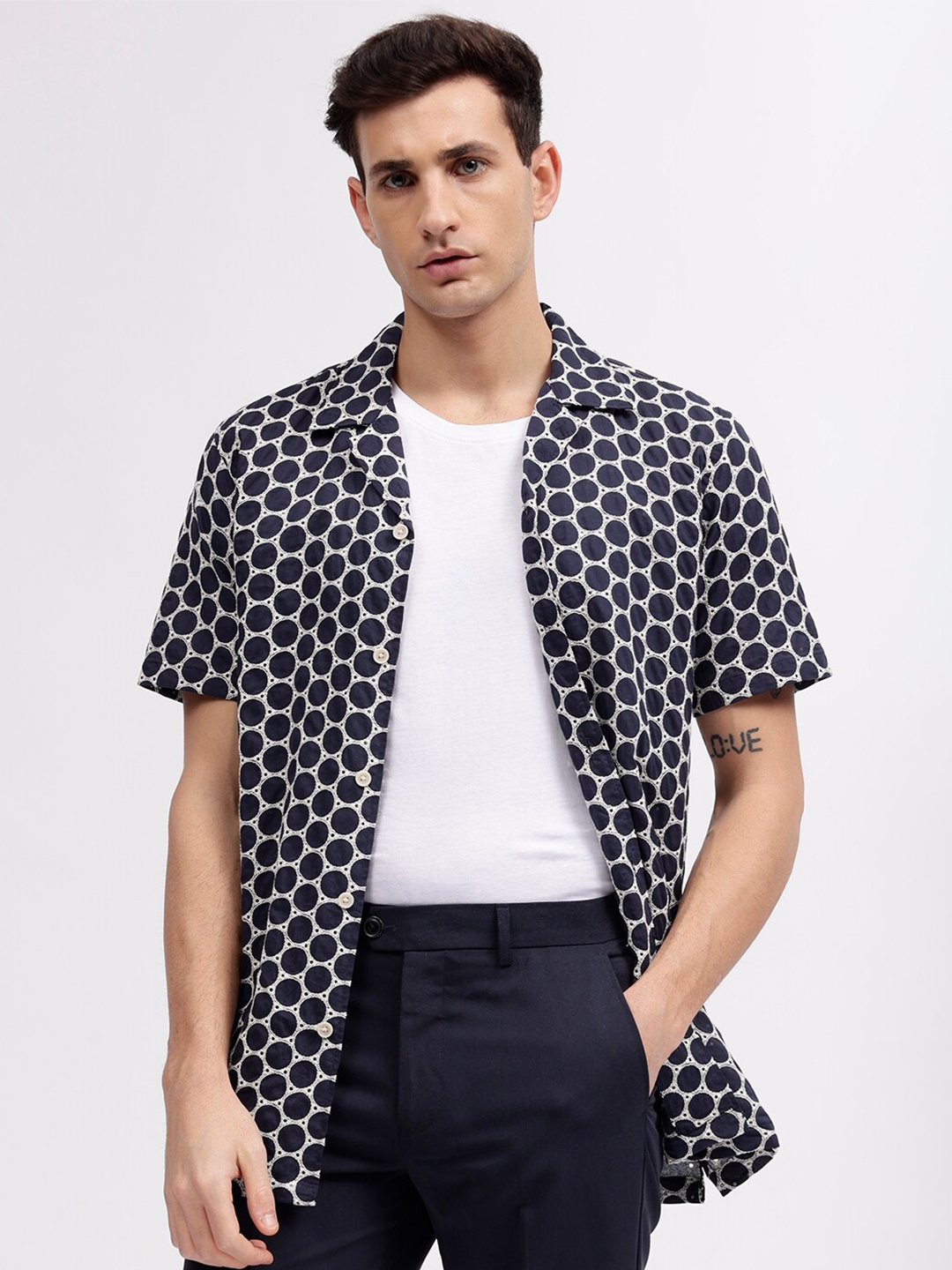

LINDBERGH Men Opaque Printed Casual Shirt, Blue