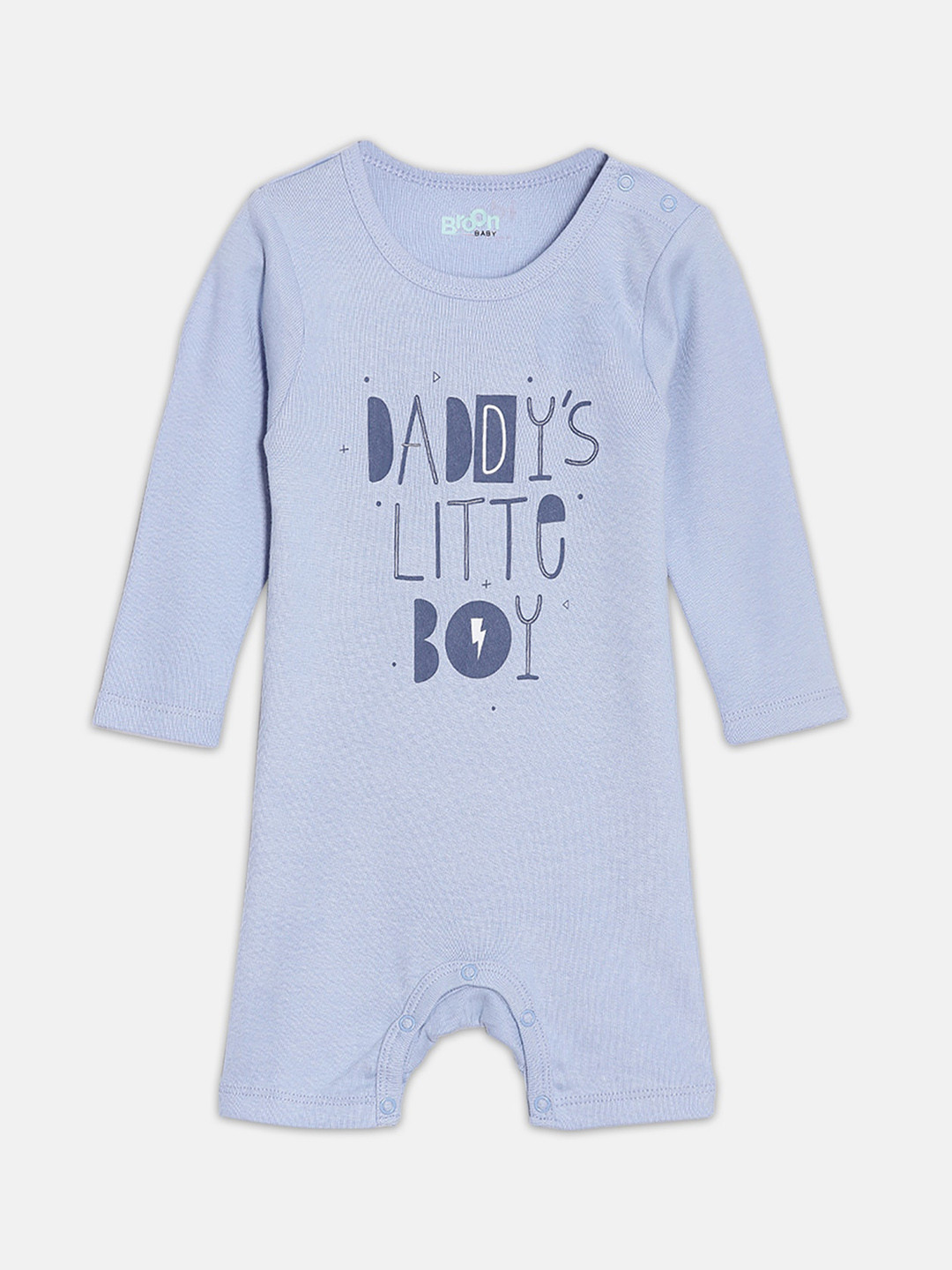 

Broon Infant Boys Typography Printed Organic Cotton Romper, Blue