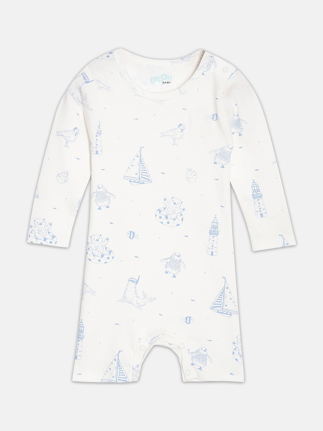 

Broon Infant Boys Printed Organic Cotton Romper, White