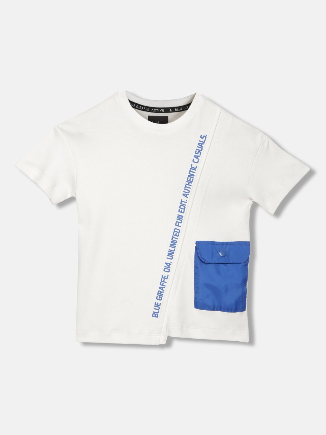 

Blue Giraffe Boys V-Neck Raw Edge T-shirt, White