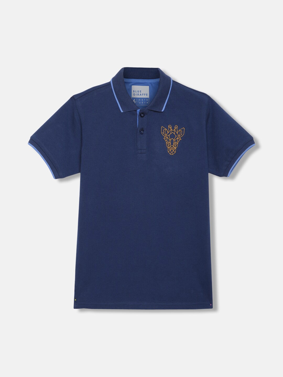 

Blue Giraffe Boys High Neck Raw Edge T-shirt, Navy blue