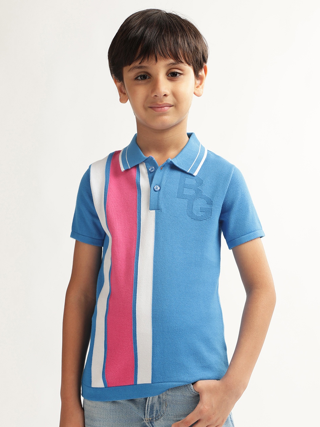 

Blue Giraffe Boys High Neck Raw Edge T-shirt