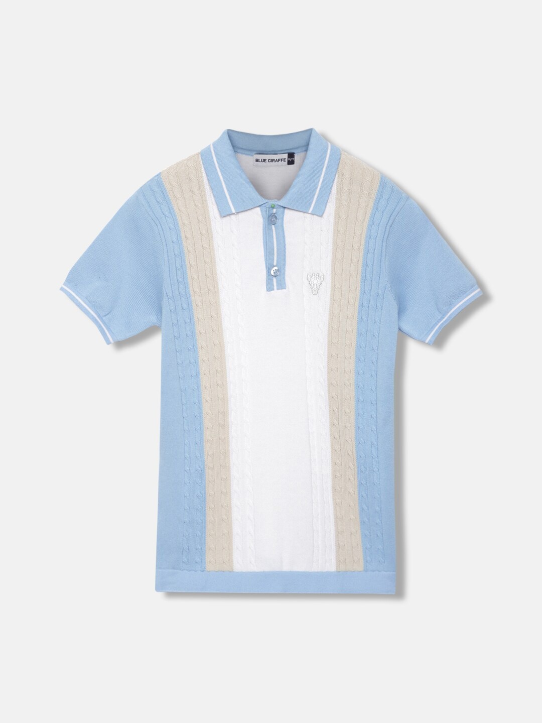 

Blue Giraffe Boys Striped Polo Collar Applique T-shirt, Multi