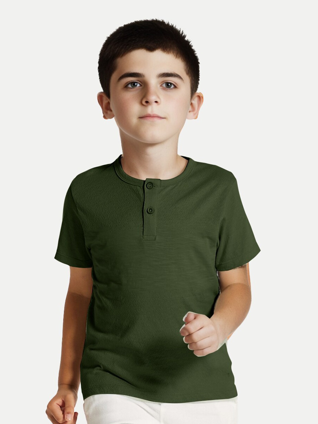 

BAESD Boys Henley Neck Pockets T-shirt, Green