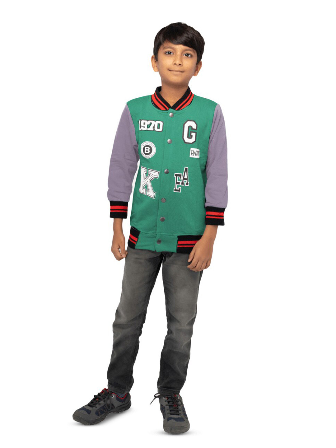 

BAESD Boys Typography Printed Hooded Applique T-shirt, Green