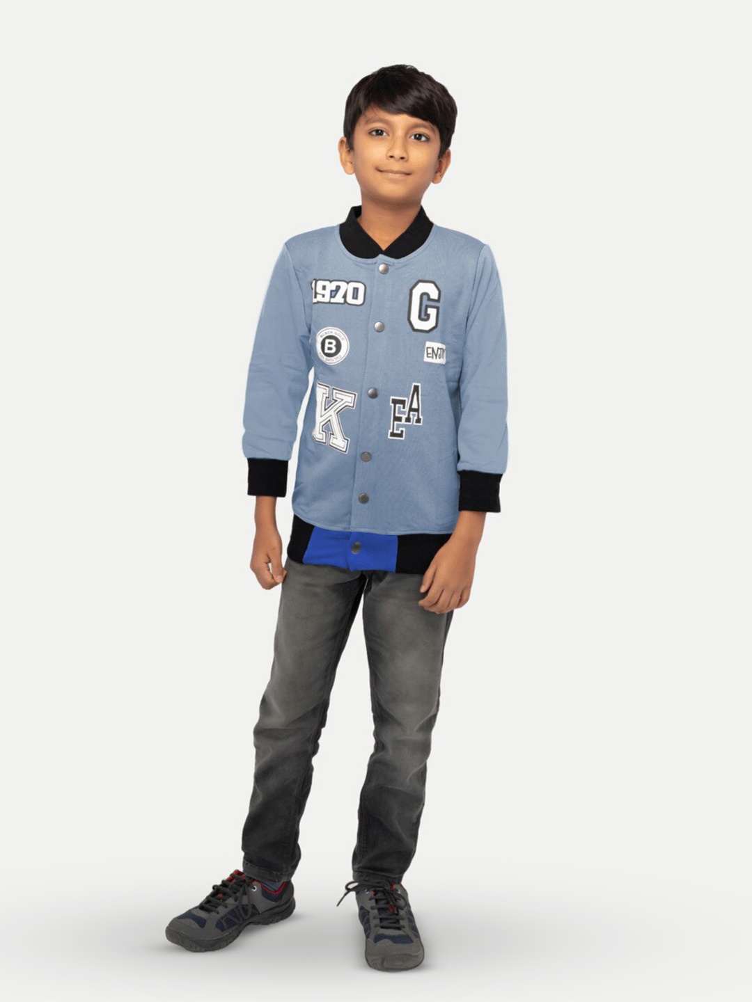 

BAESD Boys Typography Printed Hooded Applique T-shirt, Blue